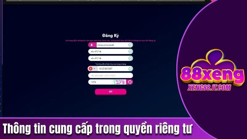 Thông tin cung cấp trong chính sách riêng tư Xeng88